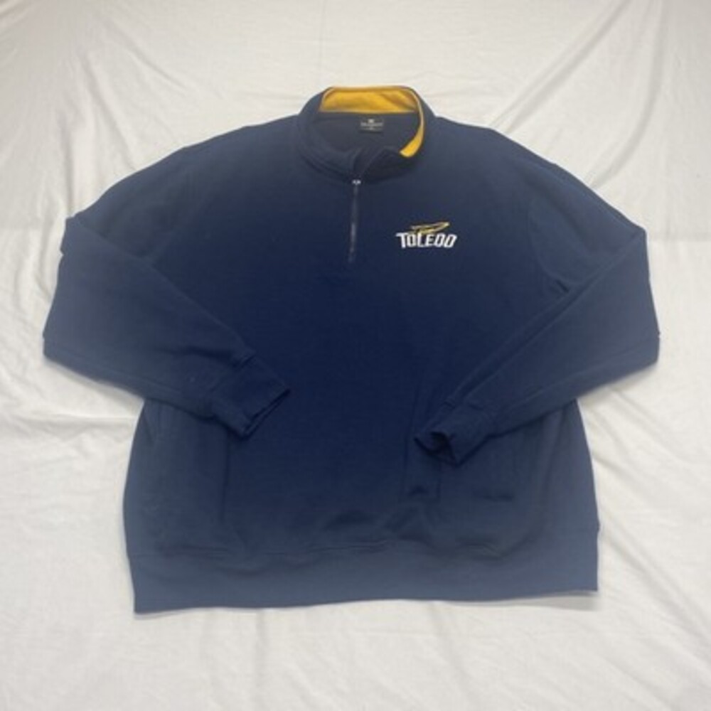 Colosseum Men's XL University of Toledo Rockets Quarter-Zip Fleece Pullover Navy